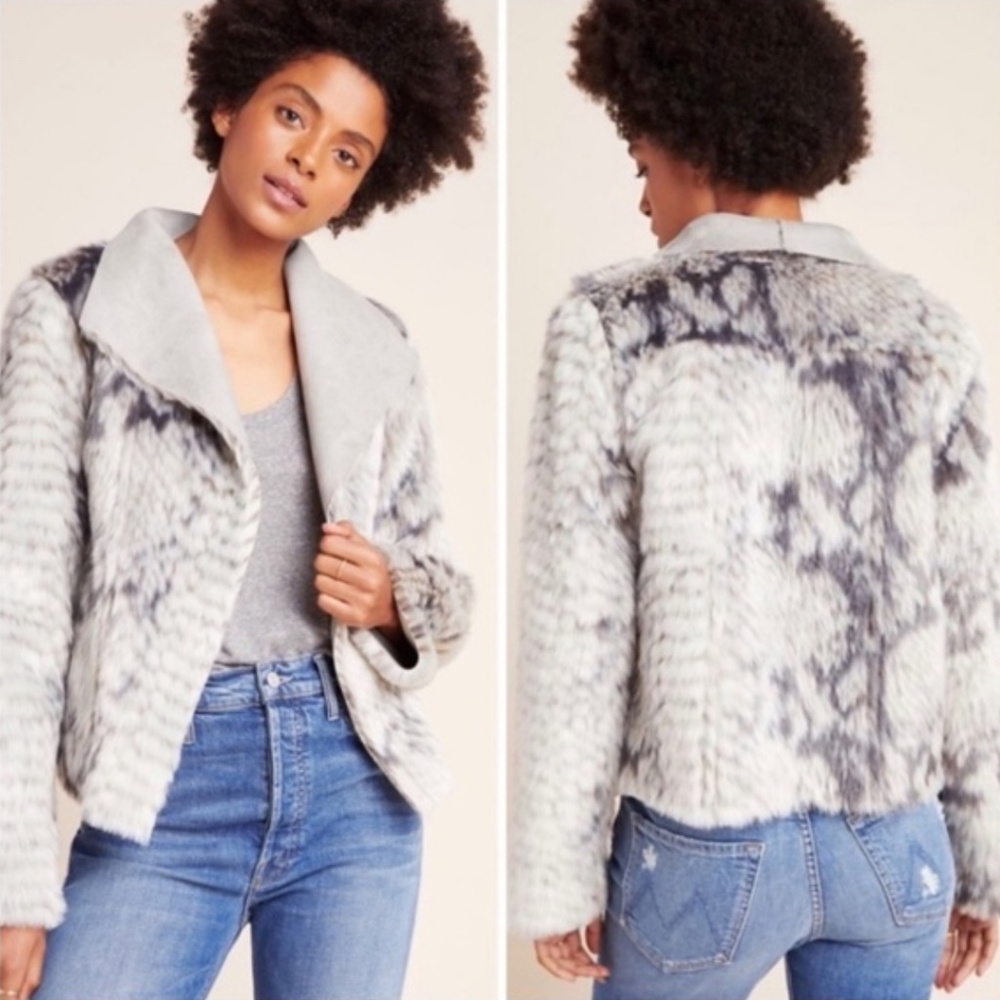 NEW WITH TAGS Anthropologie Marrakech Faux Fur Moto Reversible Jacket Sz M